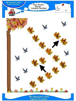 Çocuklar İçin sayı Çalışma Sayfaları 